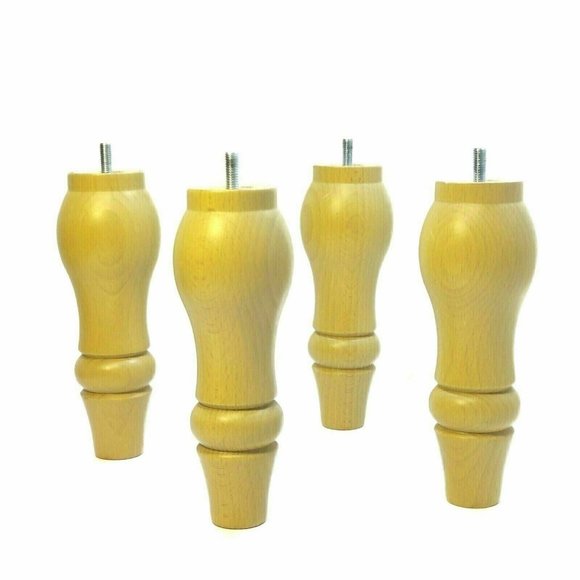 Wood Furniture Leg Couch Feet Sofa Chair Bed Table Ottoman Plinth Natural Set 4 - Picture 3 of 10